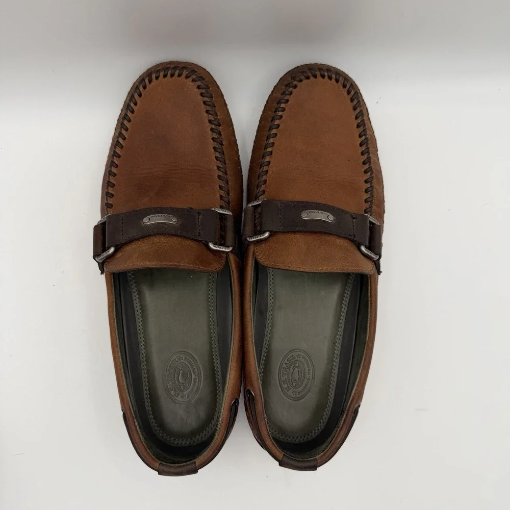 H.S. Trask Cobbler driving loafers men's 11.5 M cognac brown leather moc toe